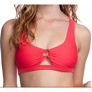 Nanette Lepore Bikini Swim Top Size 12 Pink Raffia Enchantress Lined Womens